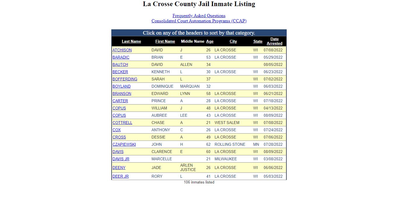 Inmate Locater-Version: 2021.9.14.0 - La Crosse County ...