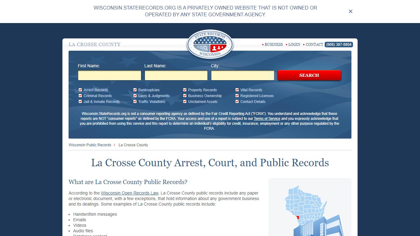 La Crosse County Arrest, Court, and Public Records