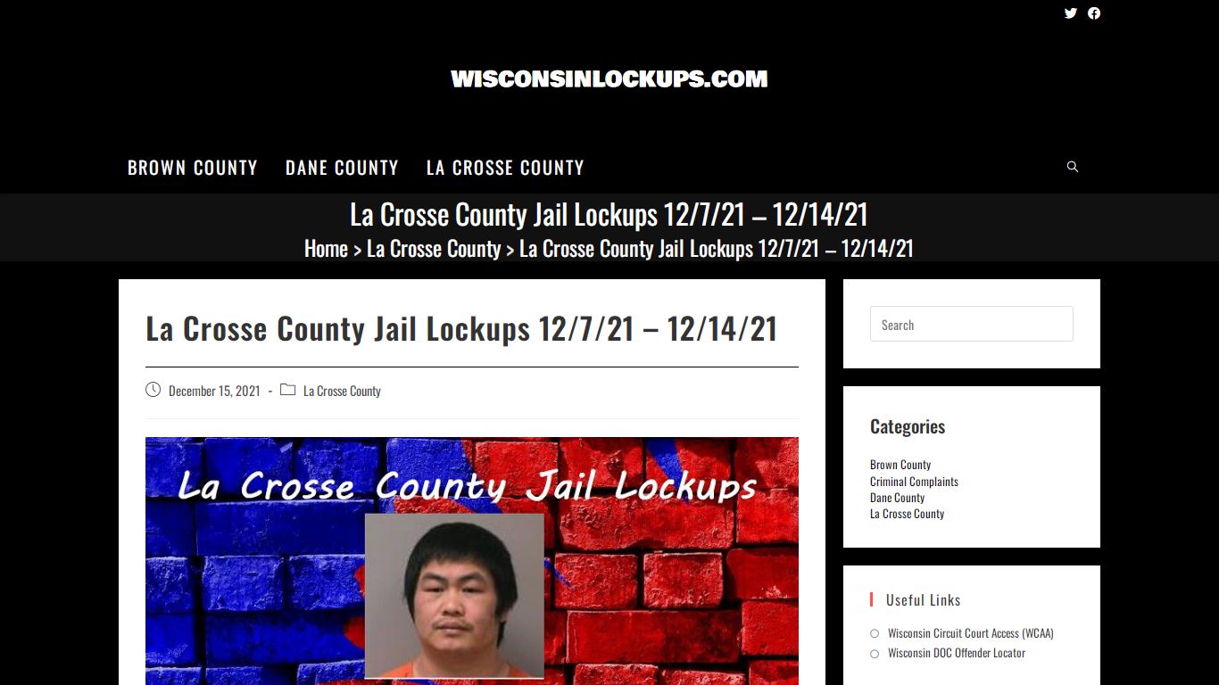 La Crosse County Jail Lockups 12/7/21 - 12/14/21 ...